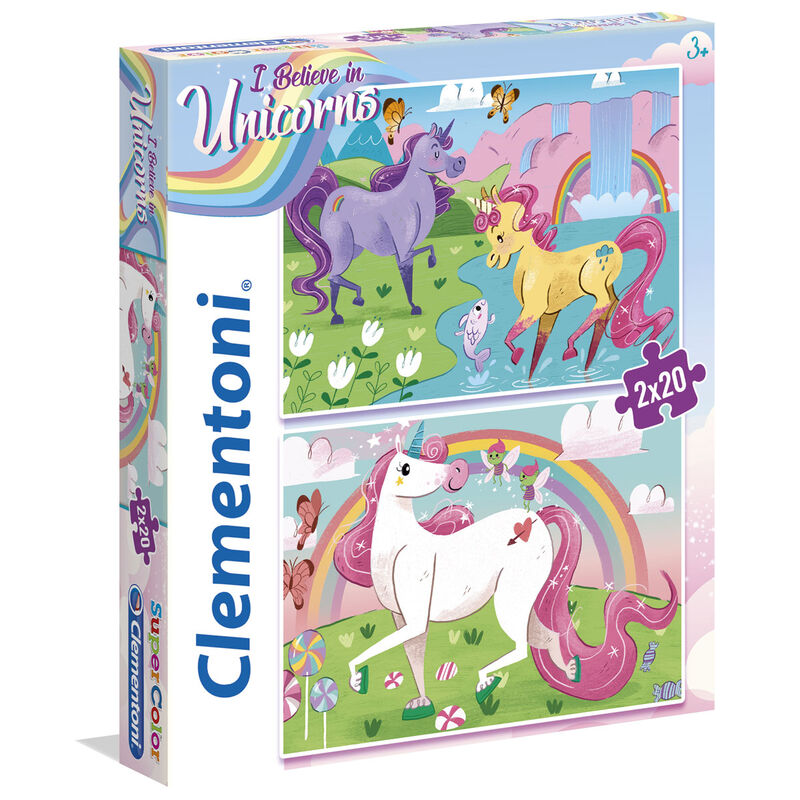 Puzzle Clementoni de unicornios con dos escenas de fantasía