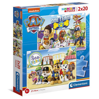 Caja de puzzle Clementoni Paw Patrol con dos puzzles de 20 piezas