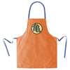 Delantal naranja de Dragon Ball con emblema circular y cintas azules