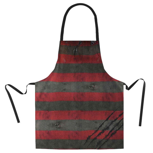 Delantal de Freddy de Pesadilla en Elm Street con rayas rojas y grises