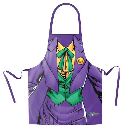 Delantal morado de Joker DC Comics con diseño de traje