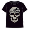 Camiseta negra de The Goonies con diseño frontal de calavera y mapa