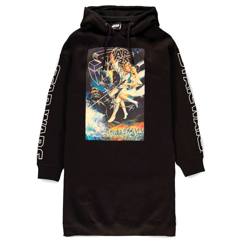 Vestido sudadera negro Star Wars con capucha y estampado frontal