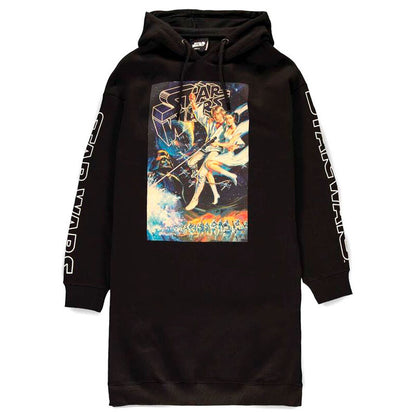 Vestido sudadera negro Star Wars con capucha y estampado frontal