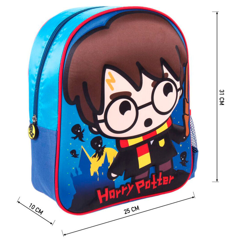 Mochila 3D Harry Potter azul con ilustración del personaje - 3