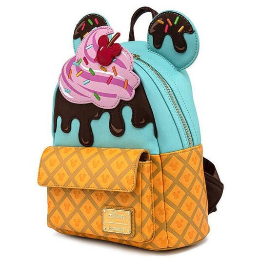 Mochila Loungefly Disney de Mickey y Minnie con diseño de helado - 4