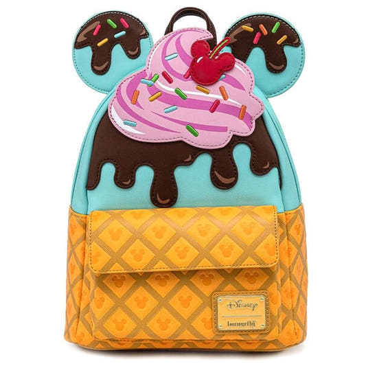 Mochila Loungefly Disney de Mickey y Minnie con diseño de helado