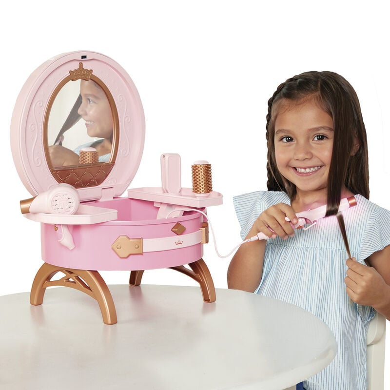 Set de tocador rosa Princesas Disney con espejo y accesorios de peluquería