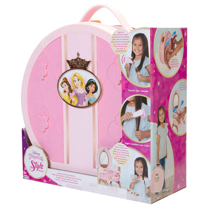 Set de tocador rosa Princesas Disney con espejo y accesorios de peluquería - 4