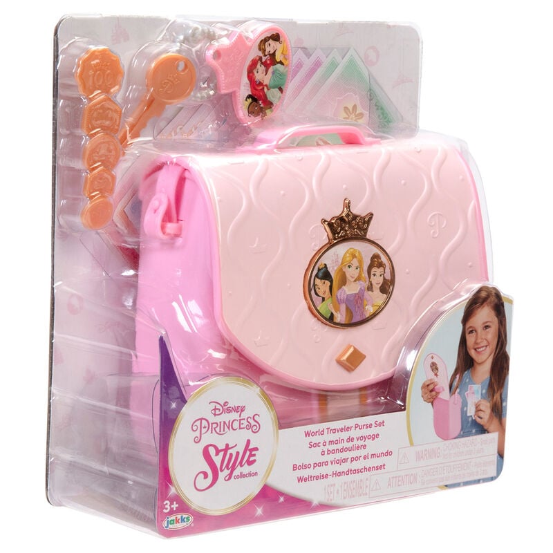 Bolso de viaje rosa Disney Princesas con llaves y dinero de juguete