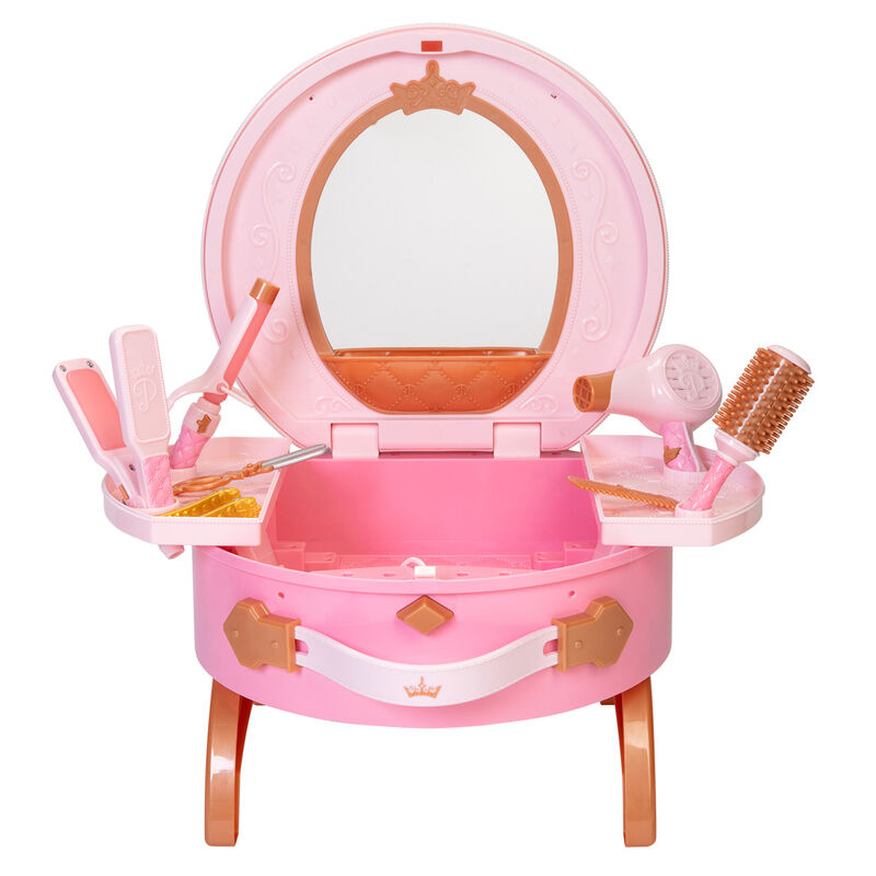Set de tocador rosa Princesas Disney con espejo y accesorios de peluquería - 9