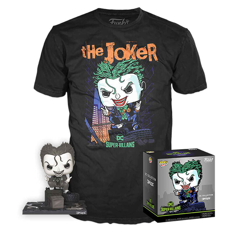 Set Funko POP y camiseta negra DC Comics Jim Lee Joker