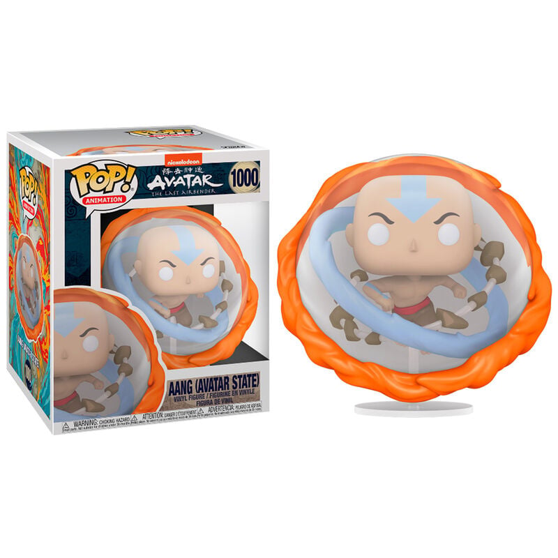 Figura FUNKO POP! de Aang en estado Avatar con efecto naranja y azul