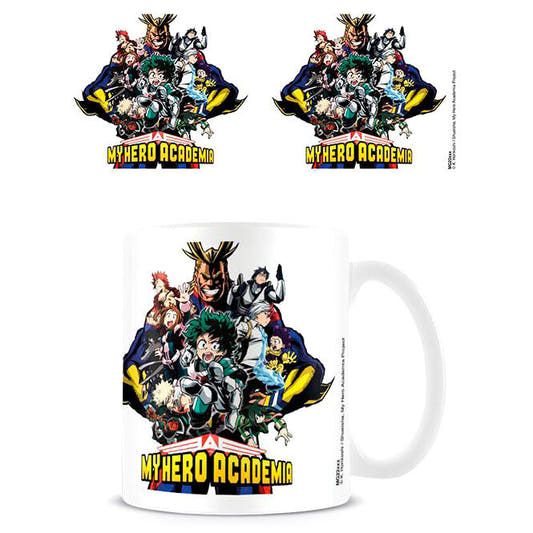 Taza blanca My Hero Academia Character Burst con varios personajes