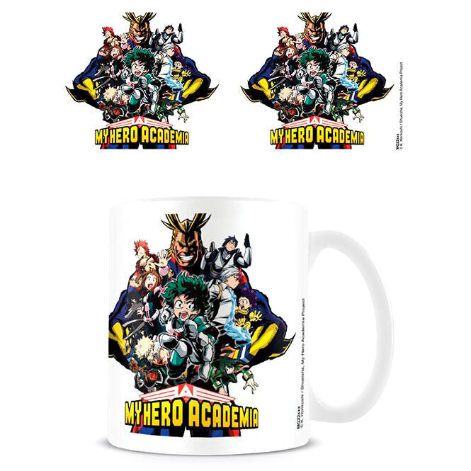 Taza blanca My Hero Academia Character Burst con varios personajes