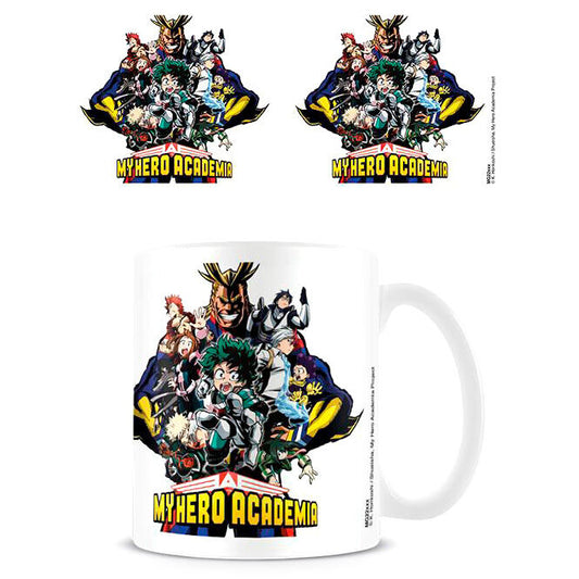 Taza blanca My Hero Academia Character Burst con varios personajes