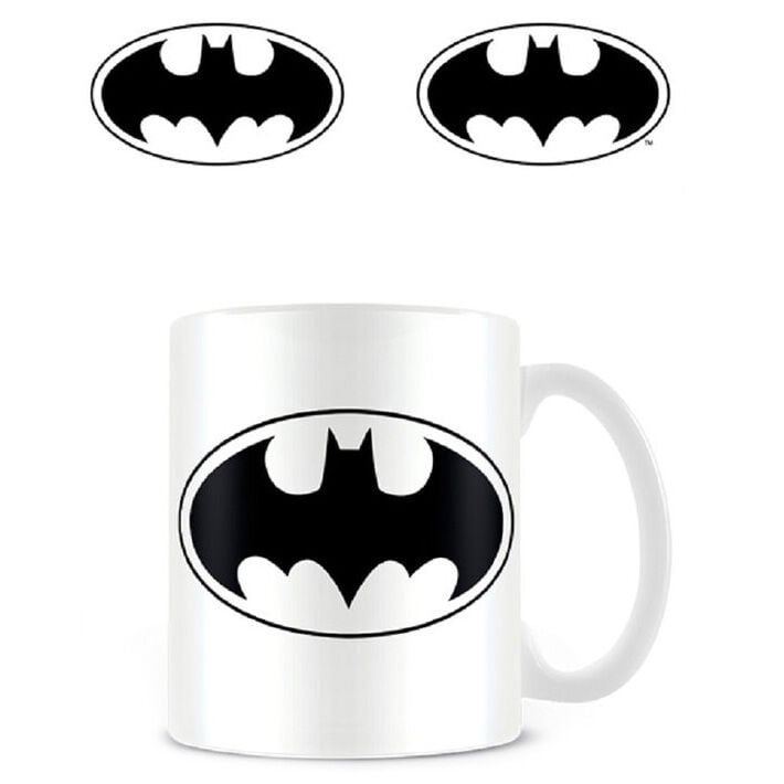 Taza blanca de Batman DC Comics con logo negro