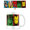 Taza blanca Marvel Faces de Los Vengadores con cinco superhéroes