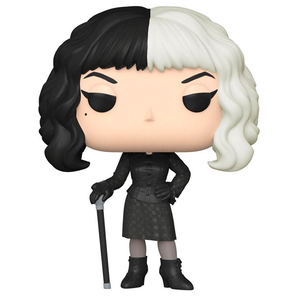 Figura Funko POP! Disney de Cruella con cabello blanco y negro y bastón