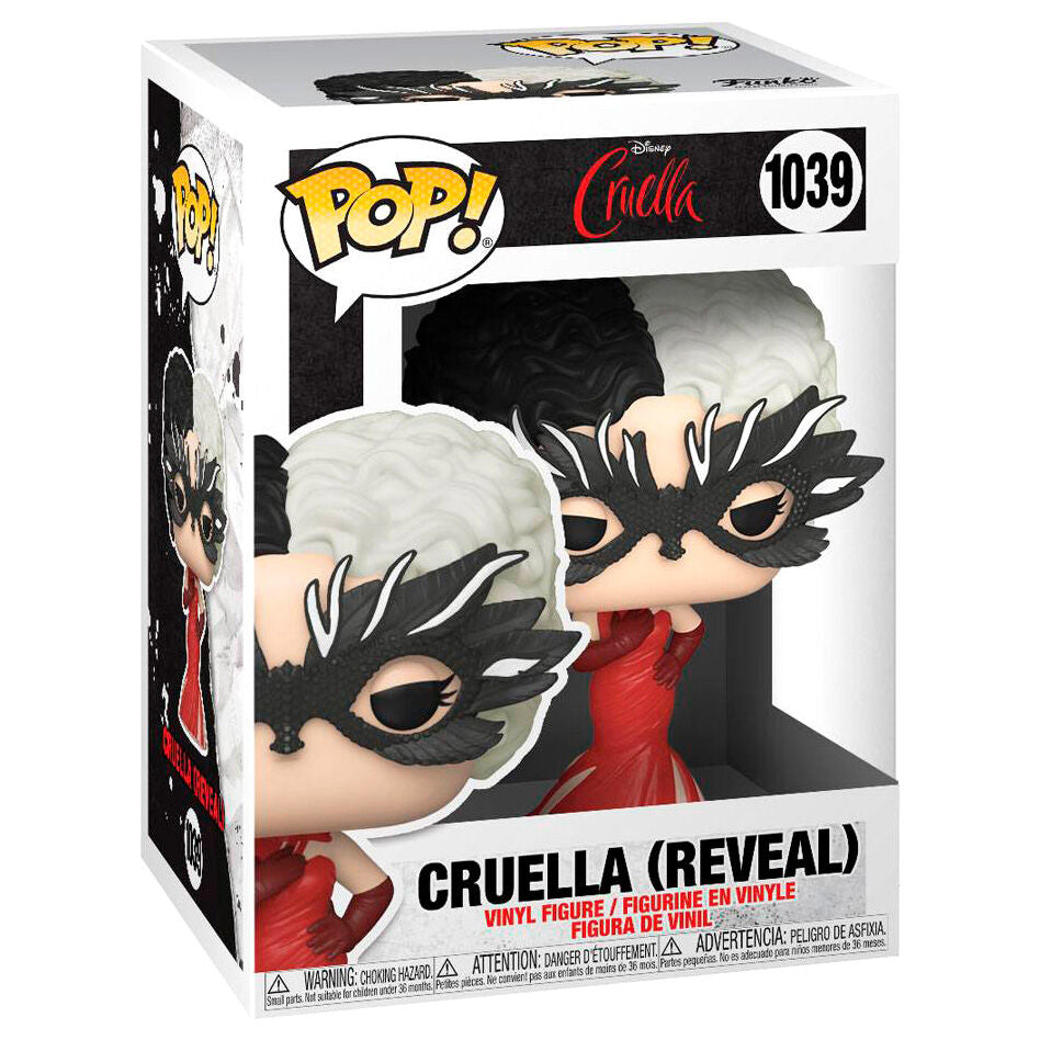 Figura Funko POP! Disney de Cruella Reveal con cabello blanco y negro y vestido rojo - 2