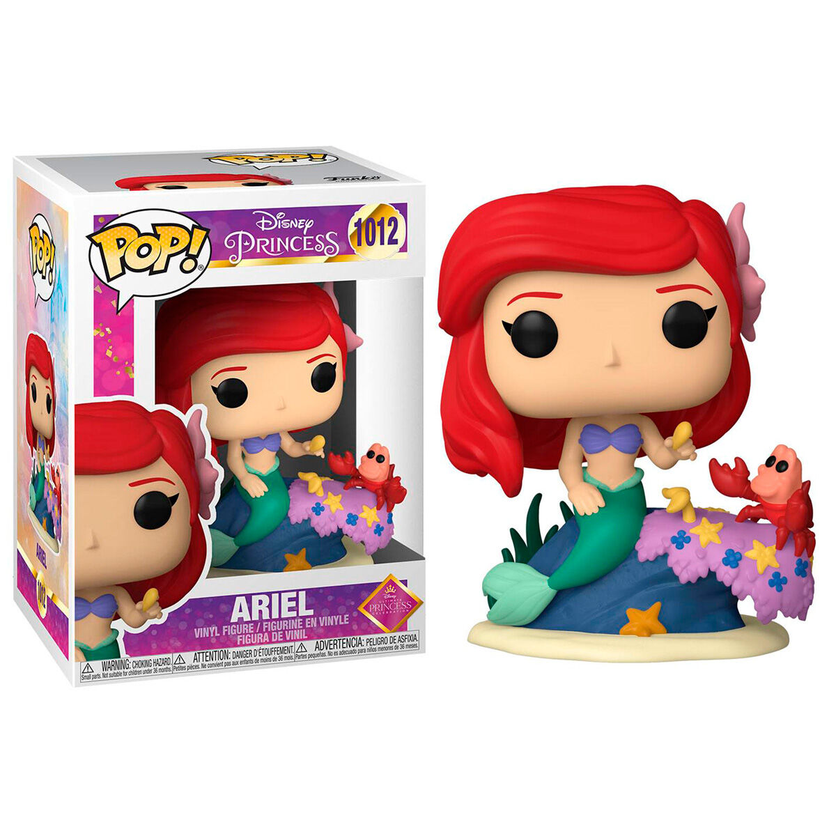 Figura Funko POP! de Ariel sirena con Sebastián sobre una base marina - 2