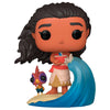 Figura Funko POP! de Vaiana con una ola azul y un pequeño pájaro