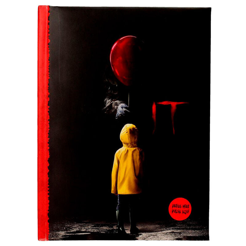 Cuaderno A5 IT Balloon con portada negra, globo rojo y figura infantil amarilla