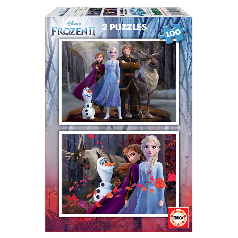 Caja con 2 puzzles de 100 piezas de Frozen II Disney