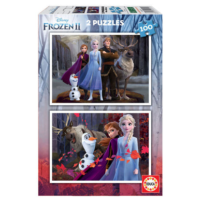 Caja con 2 puzzles de 100 piezas de Frozen II Disney