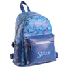 Mochila azul de Stitch Disney con estampado y bolsillo frontal