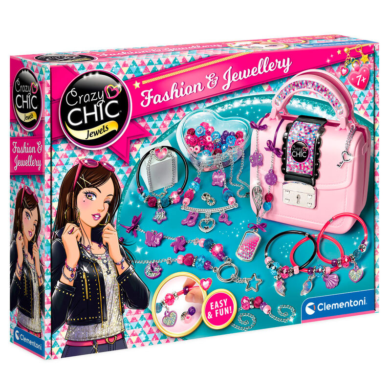 Set Clementoni Crazy Chic para crear joyas con cuentas, cadenas y colgantes