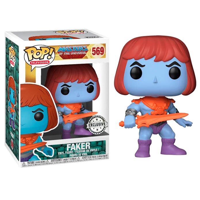 Figura Funko POP! Faker Exclusive de Masters of the Universe con espada naranja