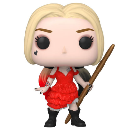Figura Funko POP! de Harley Quinn con vestido rojo y bate