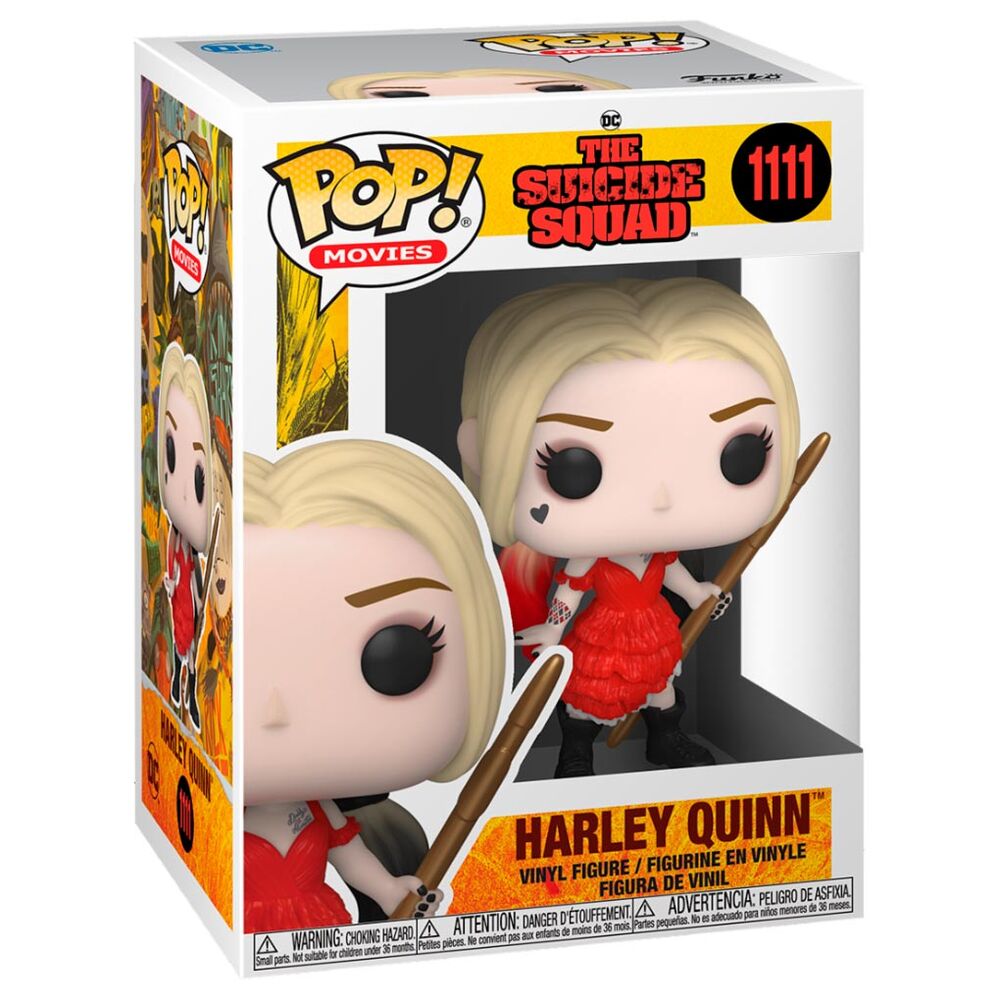Figura Funko POP! de Harley Quinn con vestido rojo y bate - 3