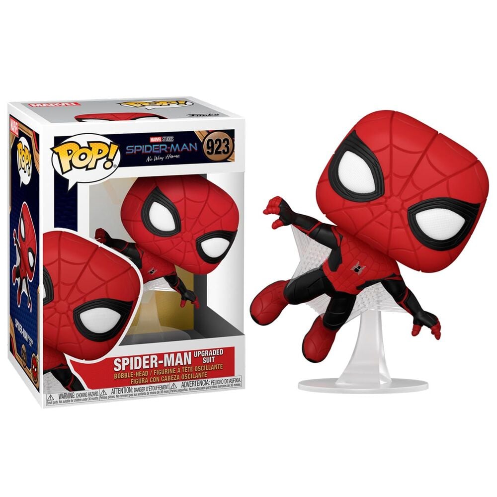 Figura Funko POP! Spider-Man Upgraded Suit en pose de acción