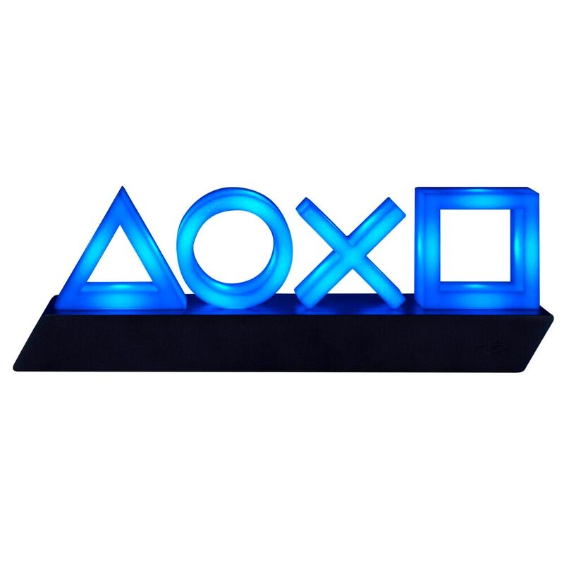 Lámpara PlayStation Icons Light con símbolos azules sobre base negra - 2