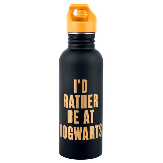 Botella negra de Hogwarts Harry Potter con escudo dorado y tapón naranja - 2
