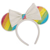 Diadema Rainbow Minnie Disney Loungefly con orejas multicolor y lazo blanco