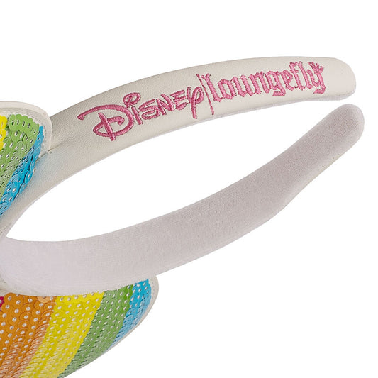 Diadema Rainbow Minnie Disney Loungefly con orejas multicolor y lazo blanco - 3