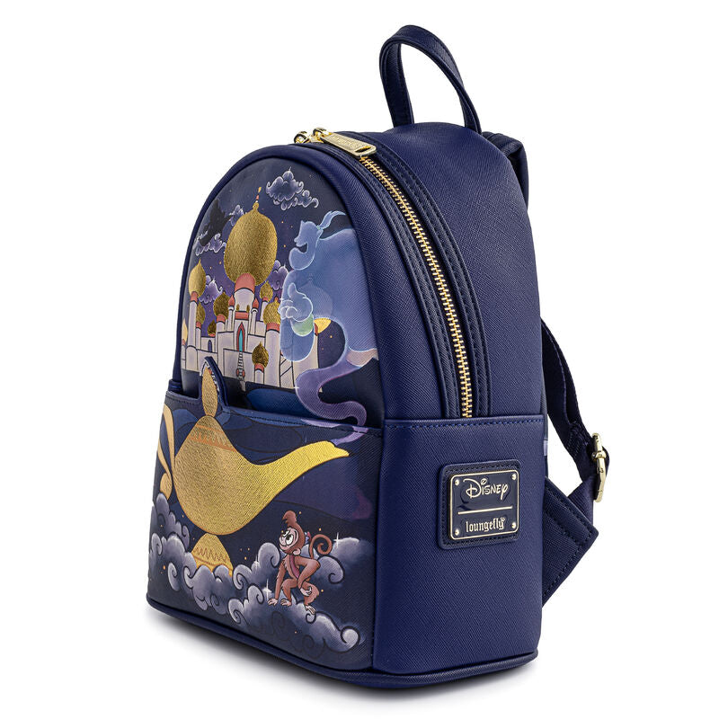 Mochila Disney Loungefly de Aladdin con castillo, lámpara mágica y Abu - 4