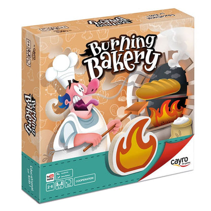 Caja del juego de mesa Burning Bakery de CAYRO con un panadero frente al horno