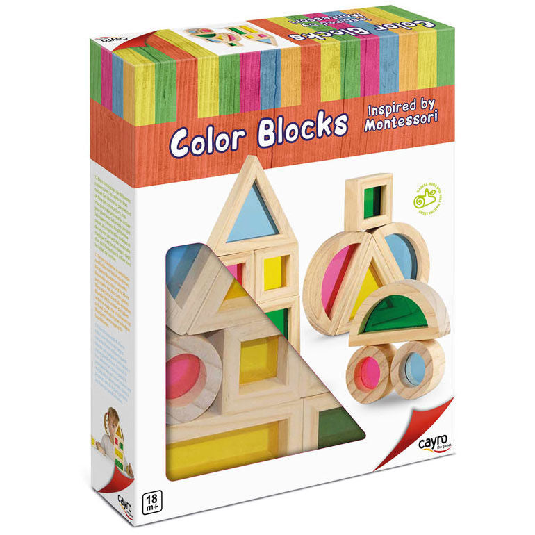 Caja de Color Blocks Montessori Cayro con bloques translúcidos de colores