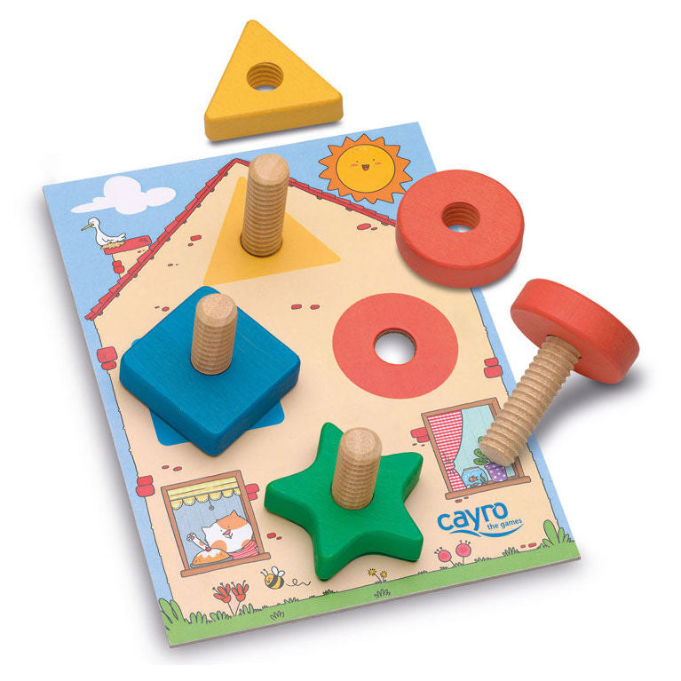 Juego CAYRO Screw Montessori con tornillos, tuercas y plantillas reversibles - 2