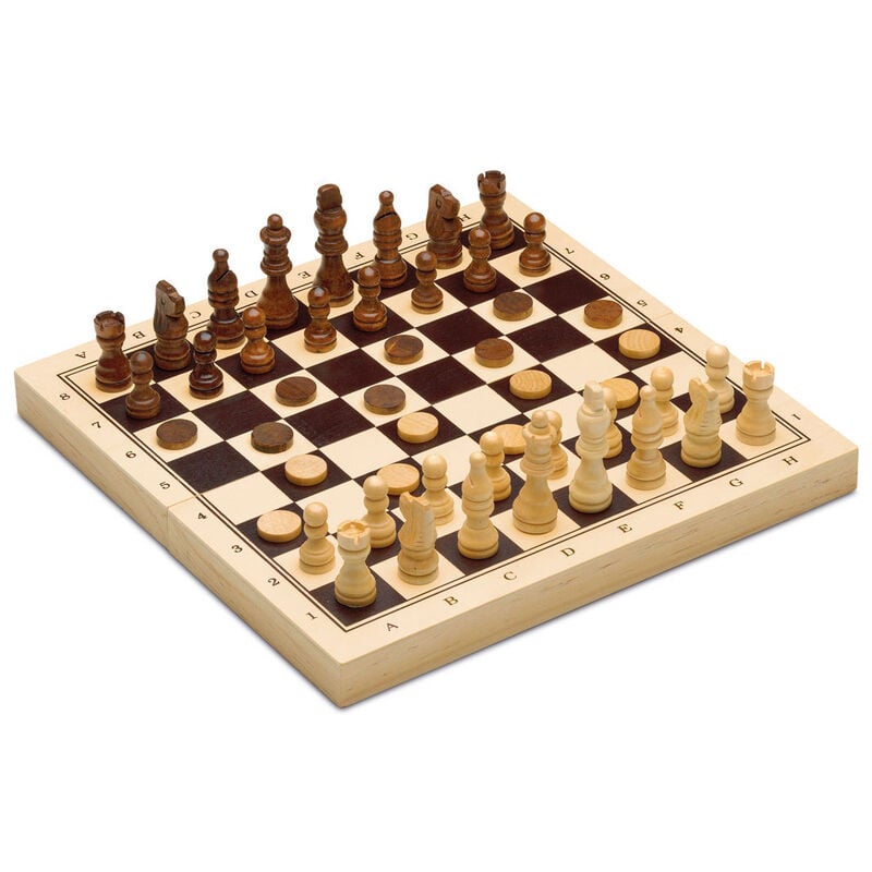 Juego CAYRO 3 en 1 de madera con tablero de ajedrez y fichas