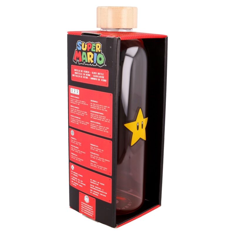 Botella de cristal Super Mario Bros con estrella amarilla en caja regalo - 4