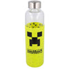 Botella de cristal Minecraft de 585 ml con funda amarilla de silicona y diseño Creeper