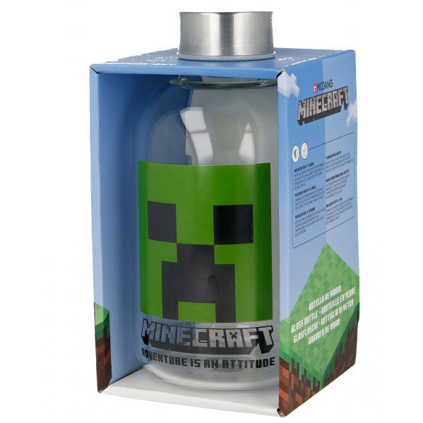 Botella de cristal Minecraft de 620 ml con diseño verde del Creeper - 2