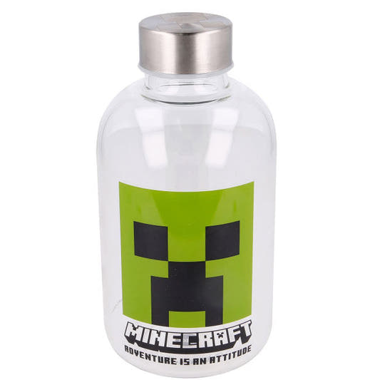 Botella de cristal Minecraft de 620 ml con diseño verde del Creeper