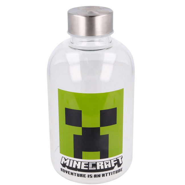 Botella de cristal Minecraft de 620 ml con diseño verde del Creeper