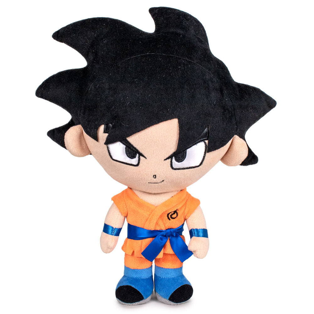 Peluche de Goku de Dragon Ball Super con uniforme naranja y detalles azules